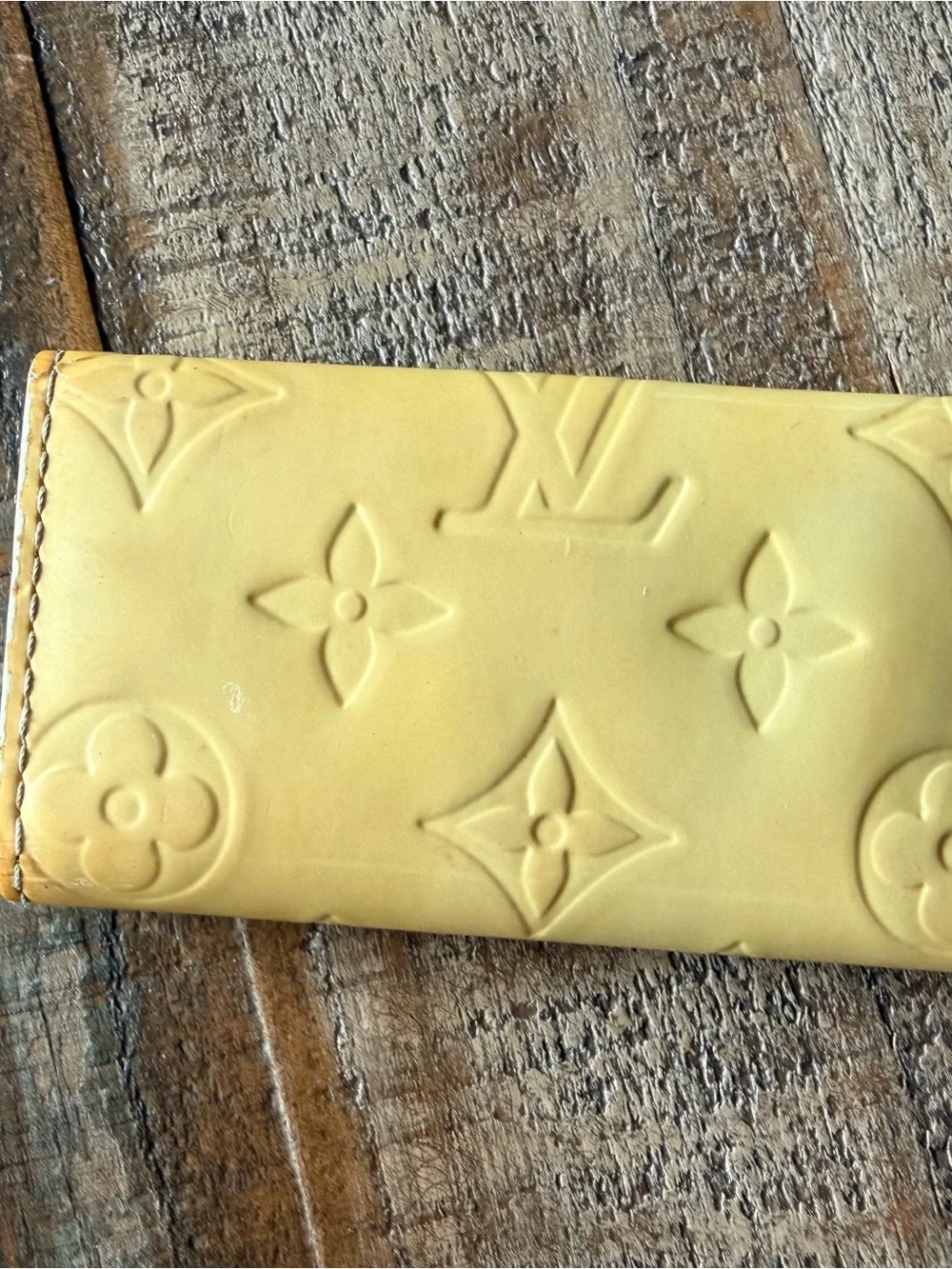 Louis Vuitton Yellow Embossed Monogram Vernis Long Wallet